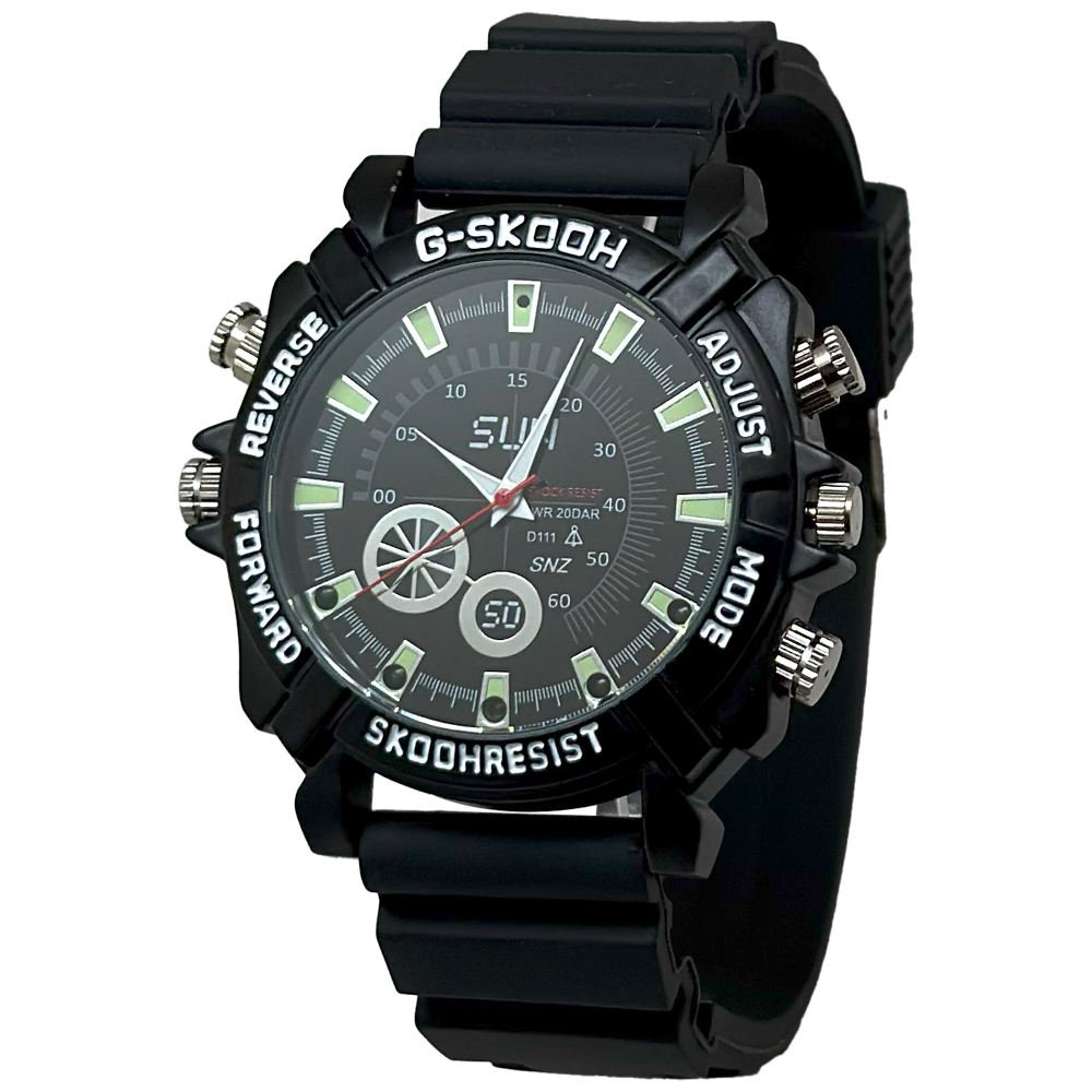 1080P 黑色橡膠運動手錶造型微型針孔攝影機/影音記錄器 SUN黑 (64G)