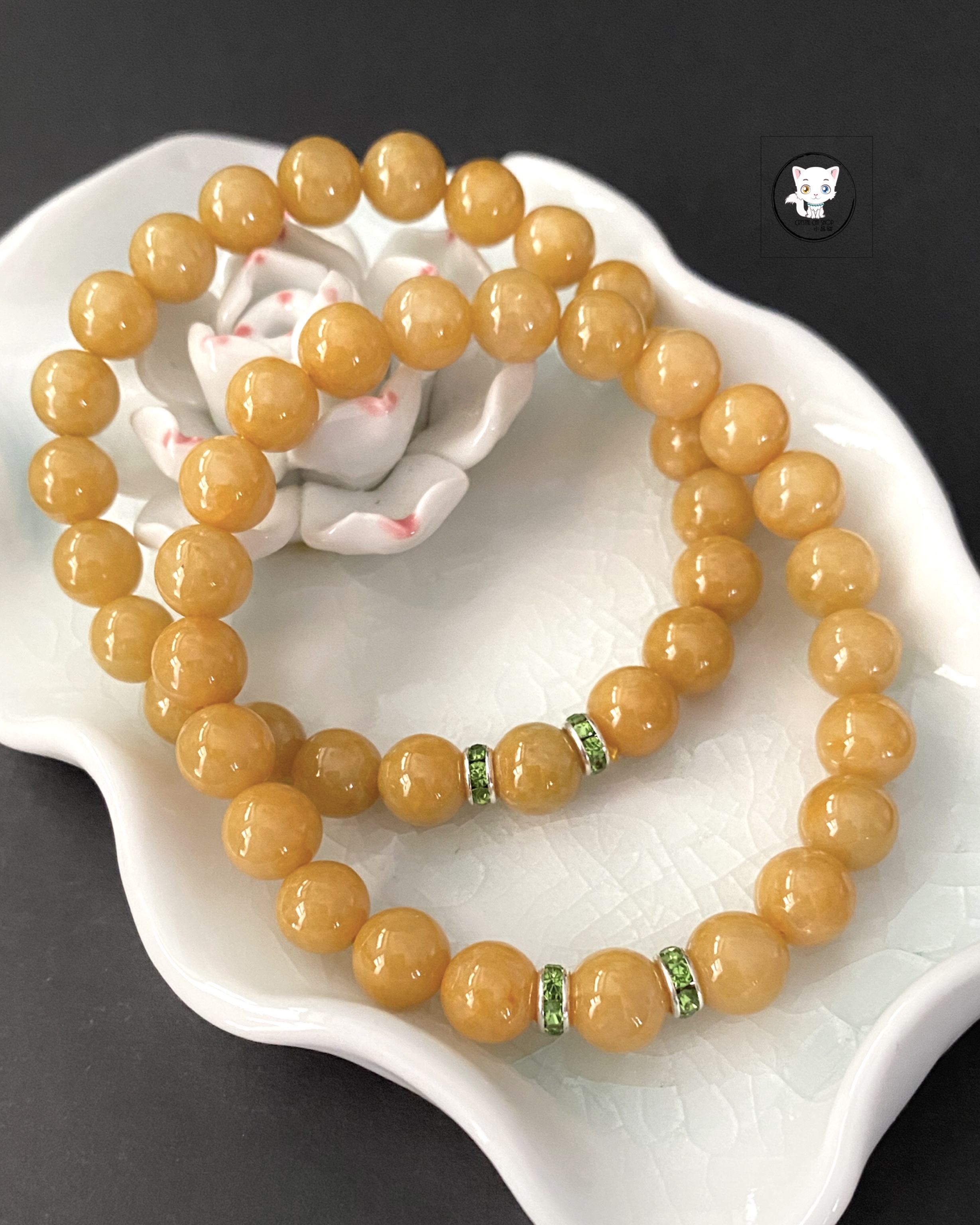 緬甸天然黃翡翠手鏈 8mm