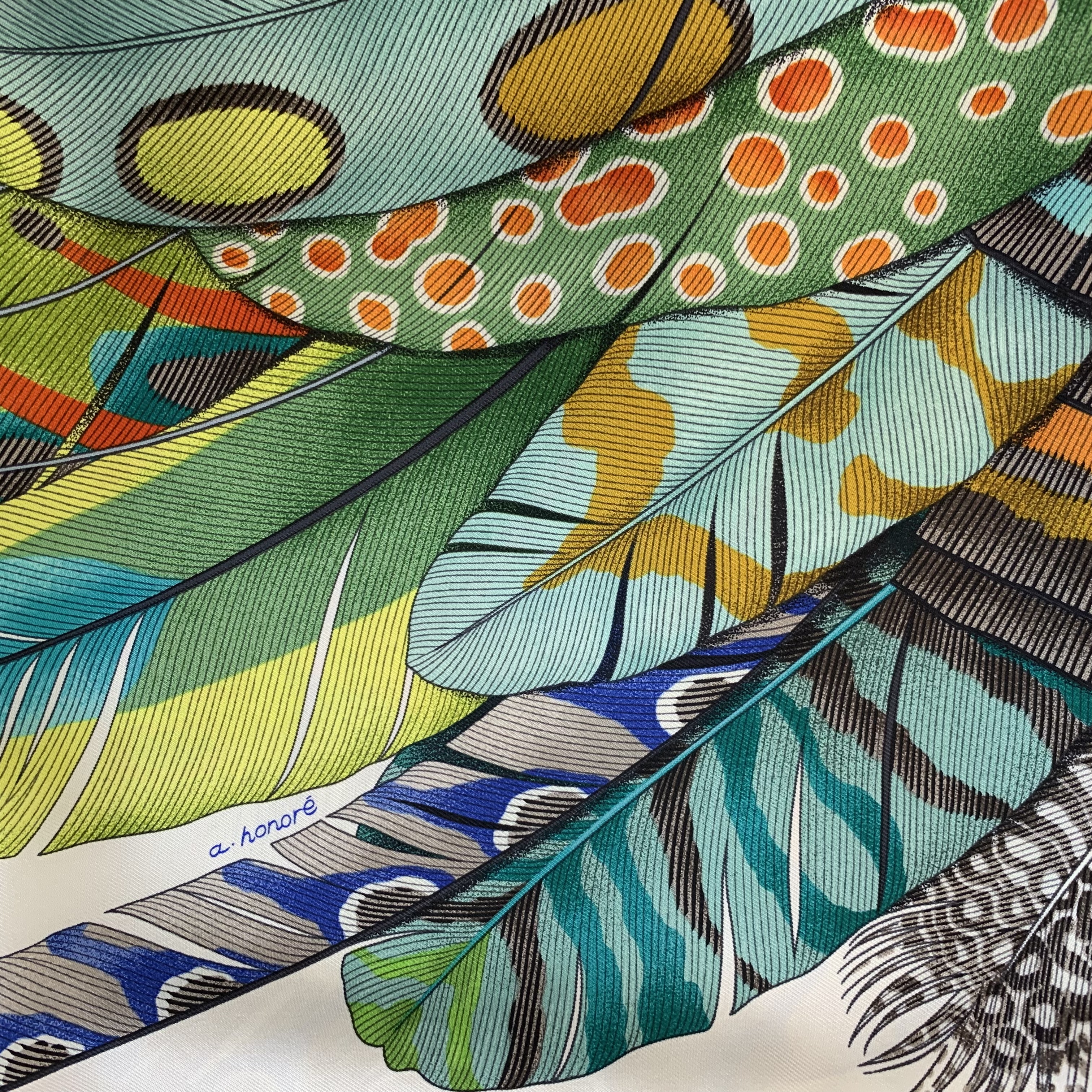 閒置新💚Hermes方巾 繁華似錦孔雀羽毛高貴方巾