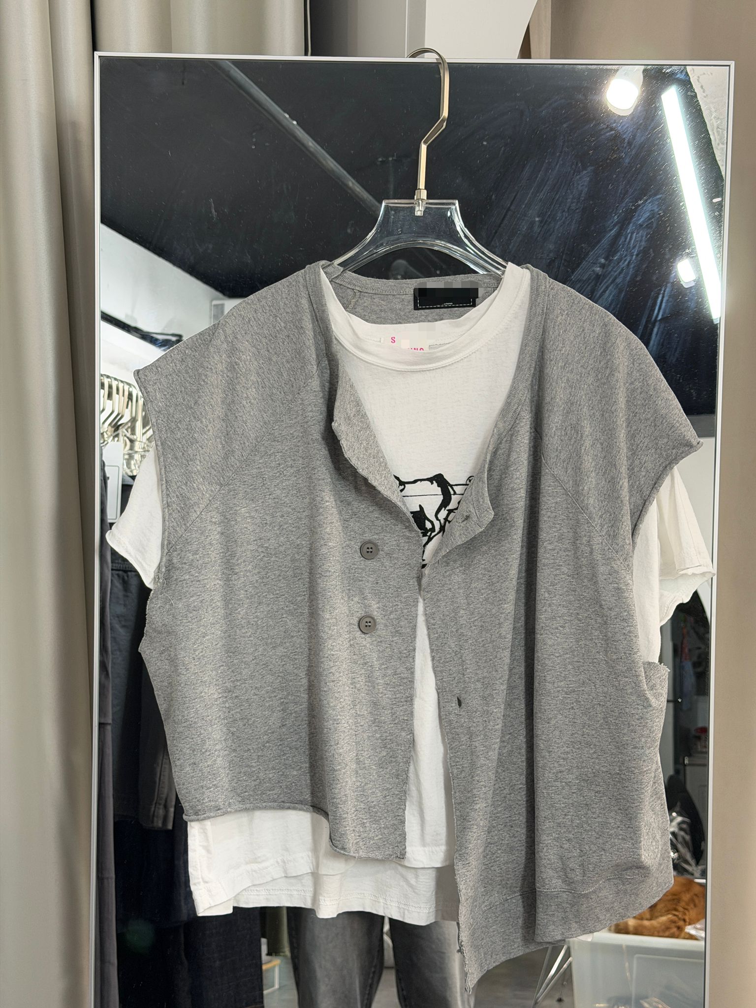 時尚休閒灰色針織背心外套