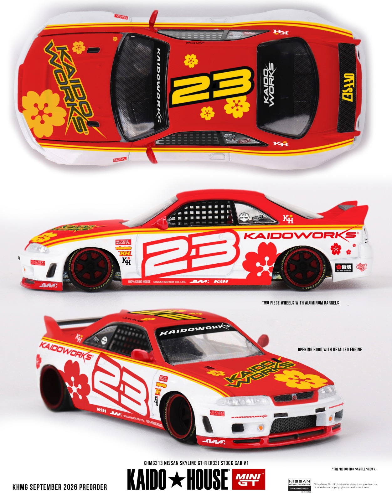 Pre Order - Kaido House x MINI GT ( KHMG313 ) Nissan Skyline GT-R (R33) Kaido Stock Car V1 / MINIGT 預訂優惠價 Pre-Order Price: HK$135