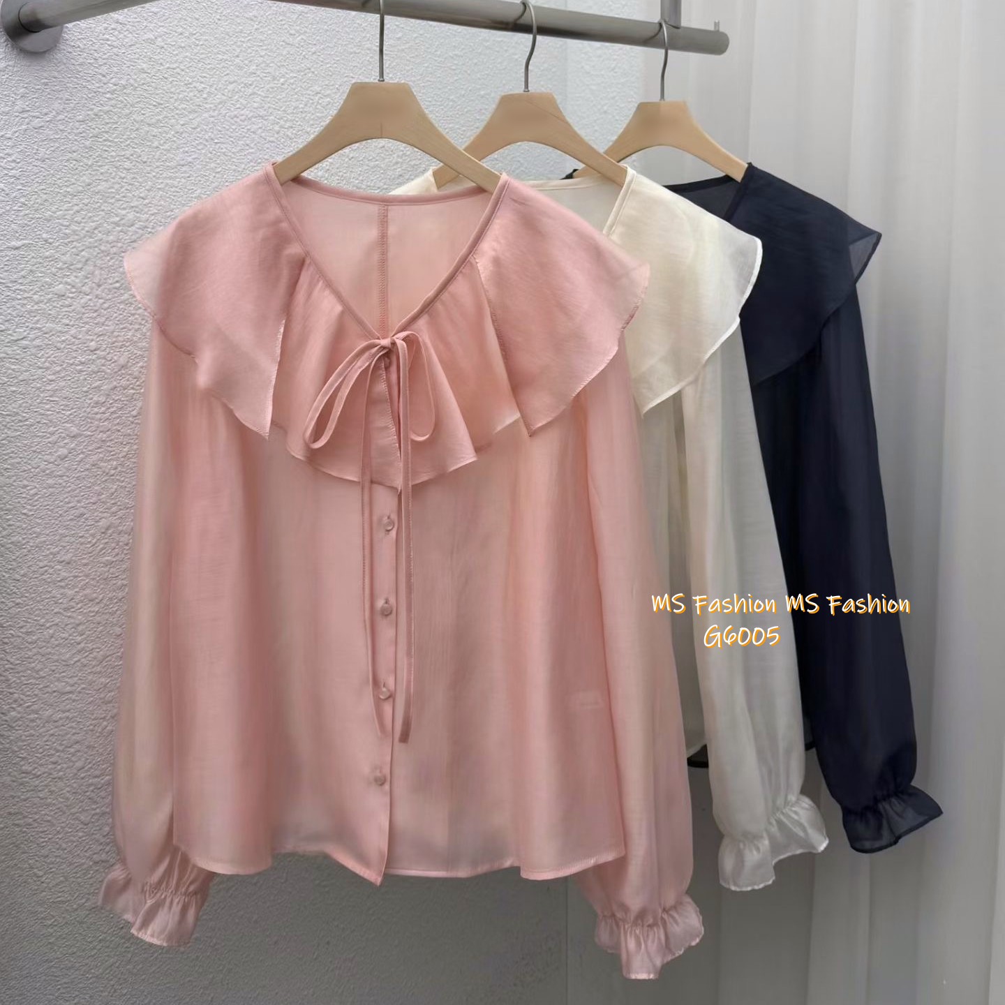 G6005 韓國🇰🇷V領ruffle top