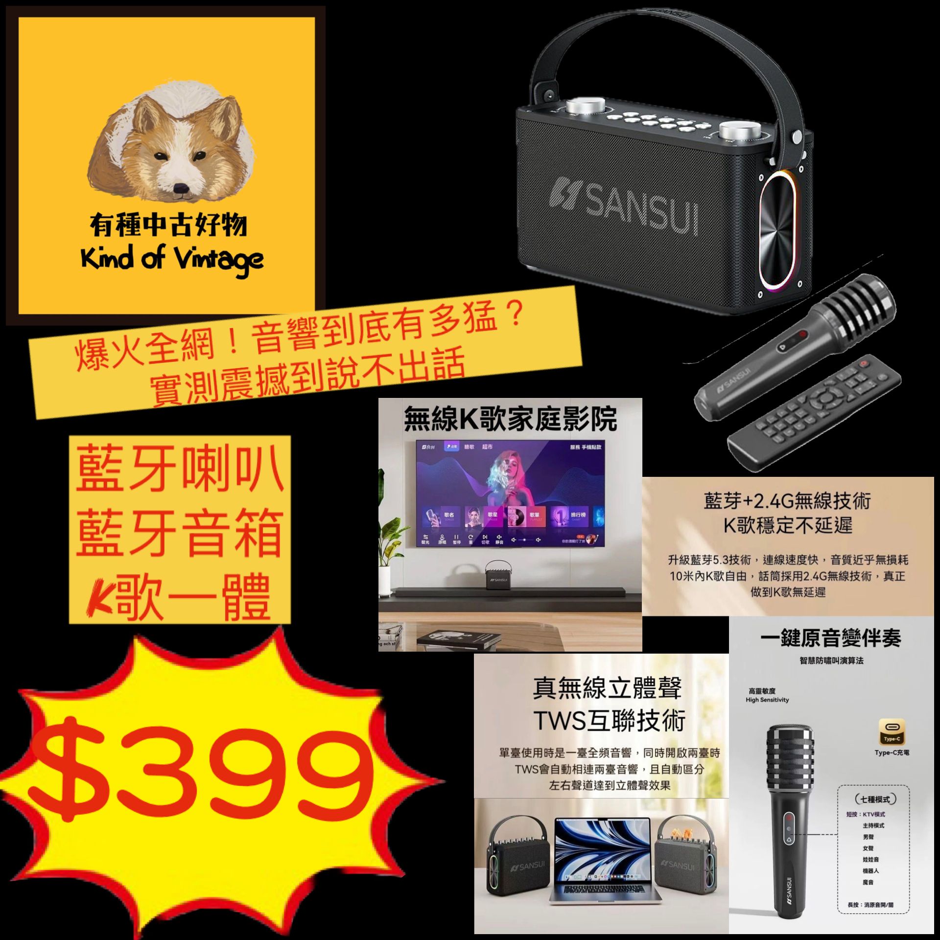 藍牙K歌音響 +咪
