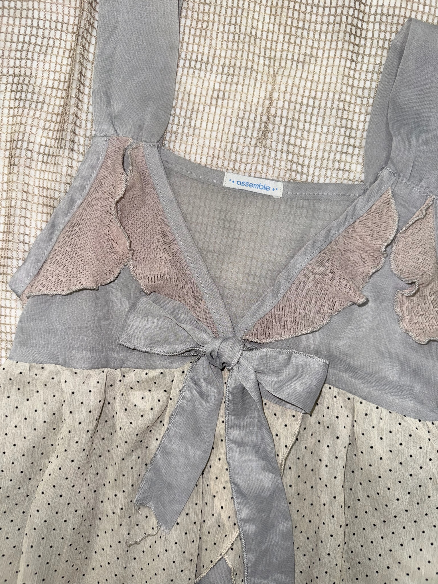 Cottagecore Chiffon Tank Top with Ribbon Bow & Ruffles