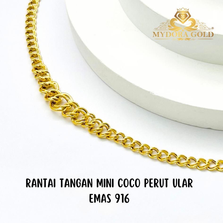MYDORA Rantai Tangan Mini Coco Perut Ular l EMAS 916/22K