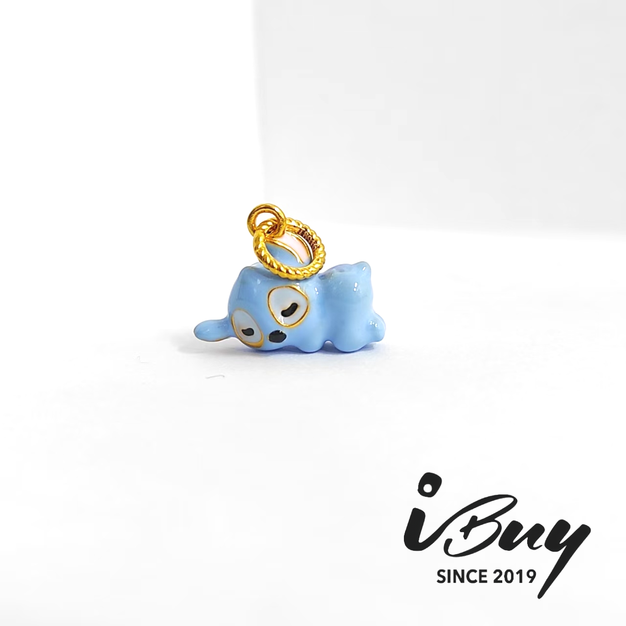 916HARD GOLD SLEEPING STITCH BLUE CHARM BEAD 916 硬金 趴趴睡史迪奇串咀