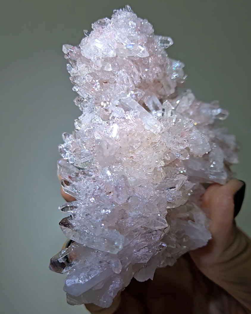 Pink Lemurian quartz with double terminations, rainbows - LQ178