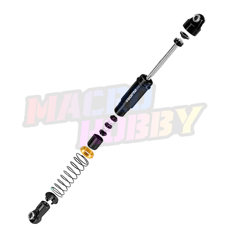 INJORA LS 59mm Aluminum Oil Shocks for 1/18 TRX4M 4PCS BLACK #530384