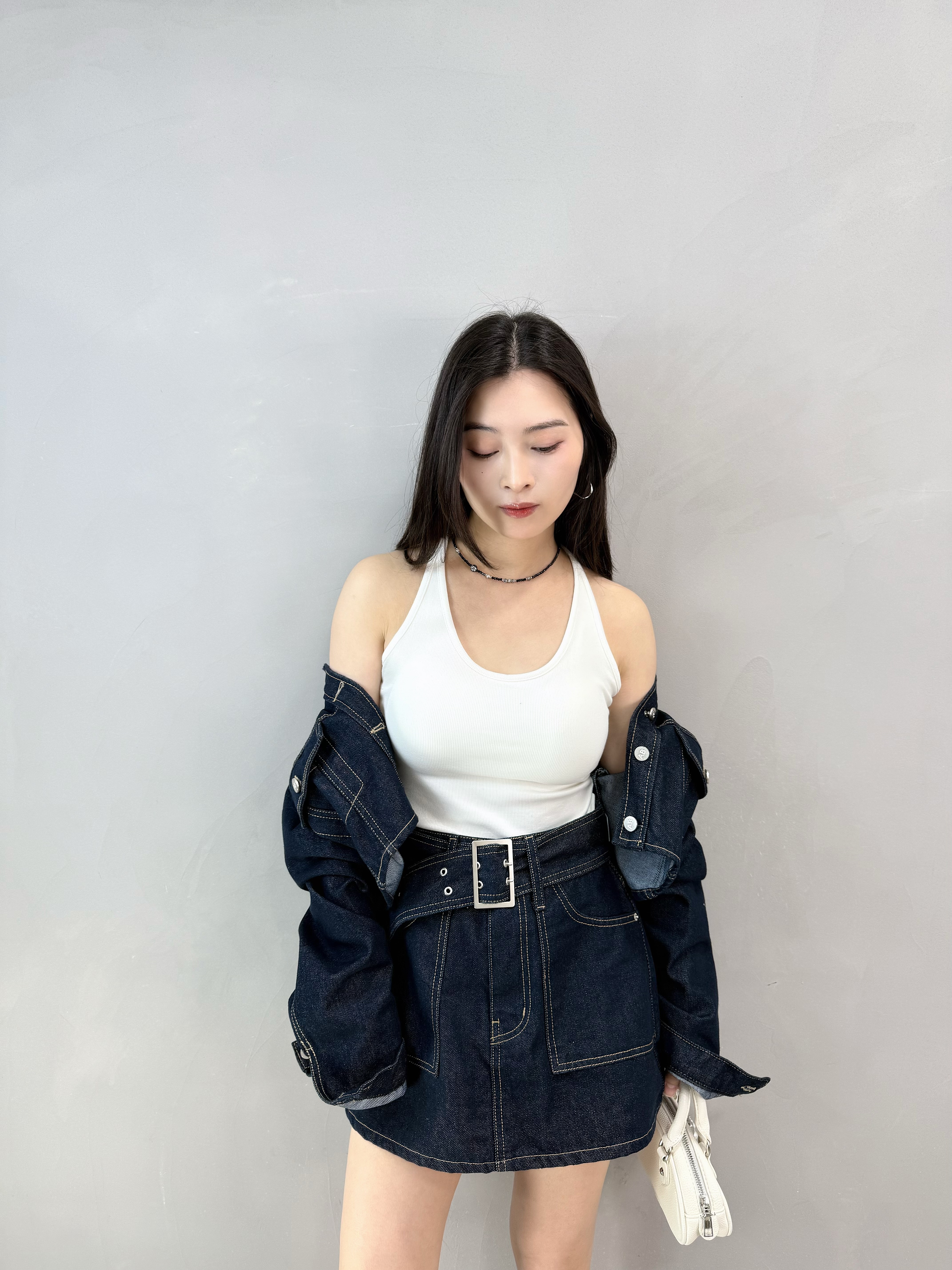 J85 車明線原色短牛仔褸