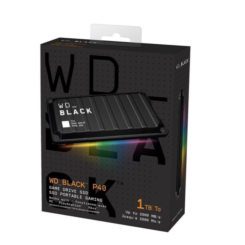 (🔥FLASH SALE🔥) Western Digital WD Black Portable Game Drive P40 Official RGB External SSD for PC, PS4/PS5, Xbox & Mac