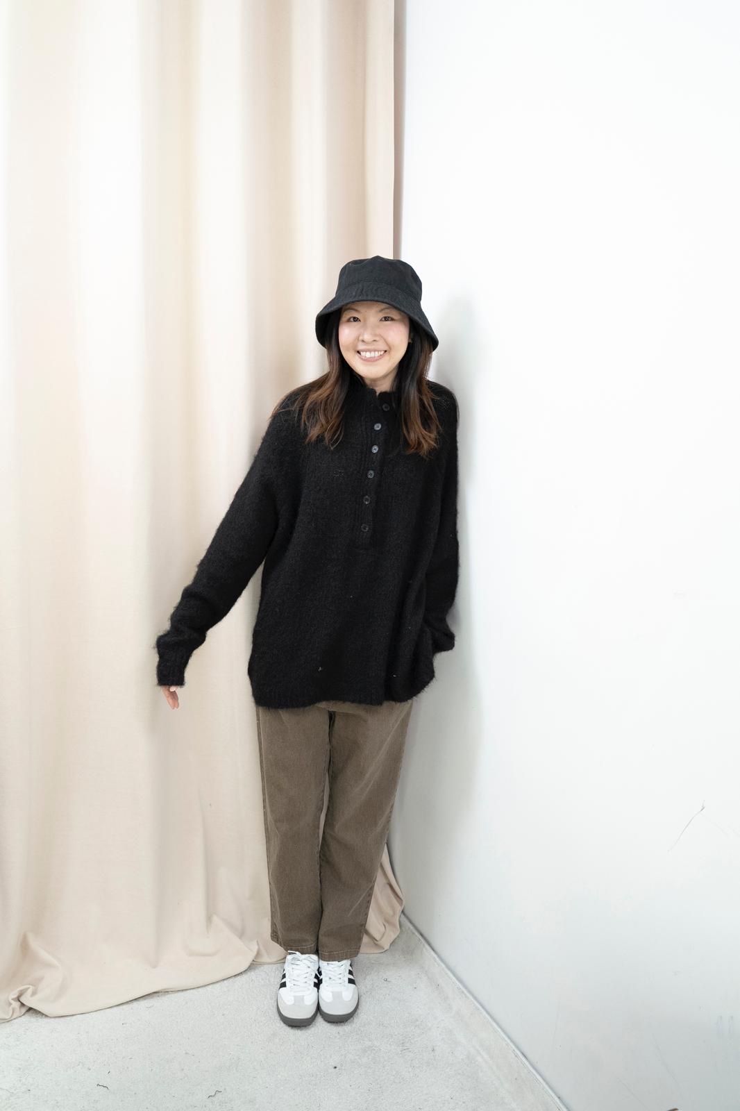 馬海毛鬆鬆上衣（黑色）