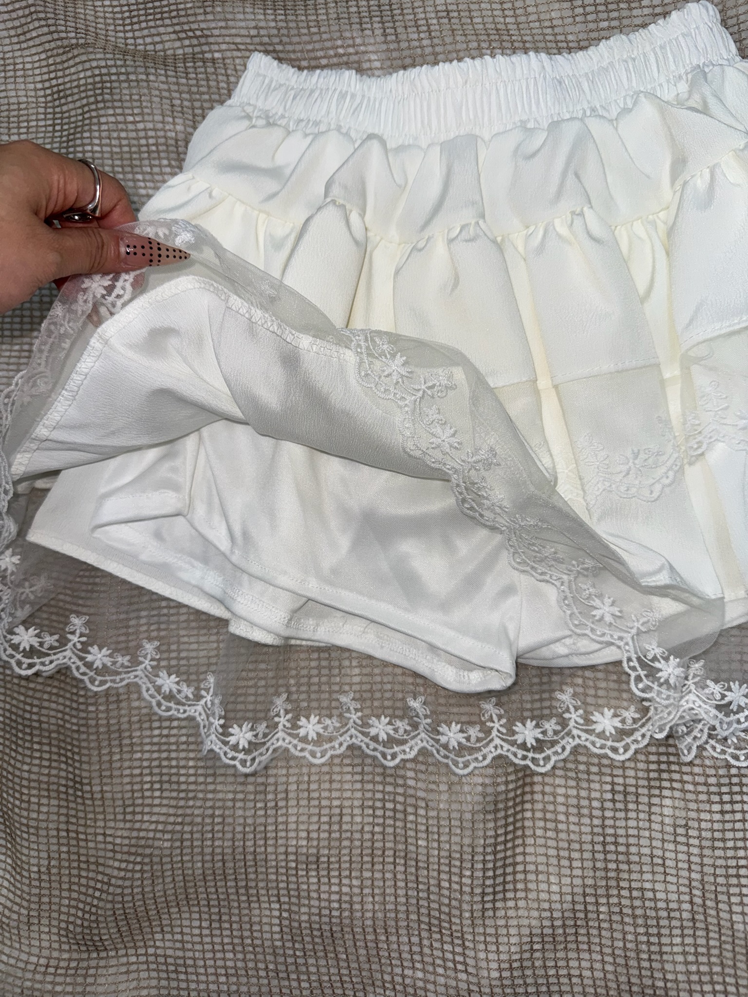 Romantic Lace-Overlay Mini Skirt