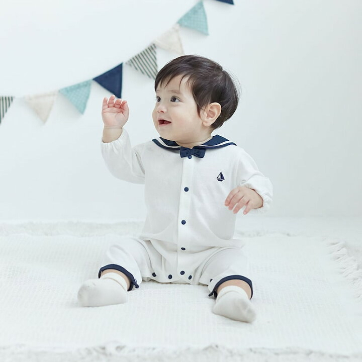 🇯🇵預訂 日本直送🇯🇵兩色水手領帆船刺繡長袖開襟連身服