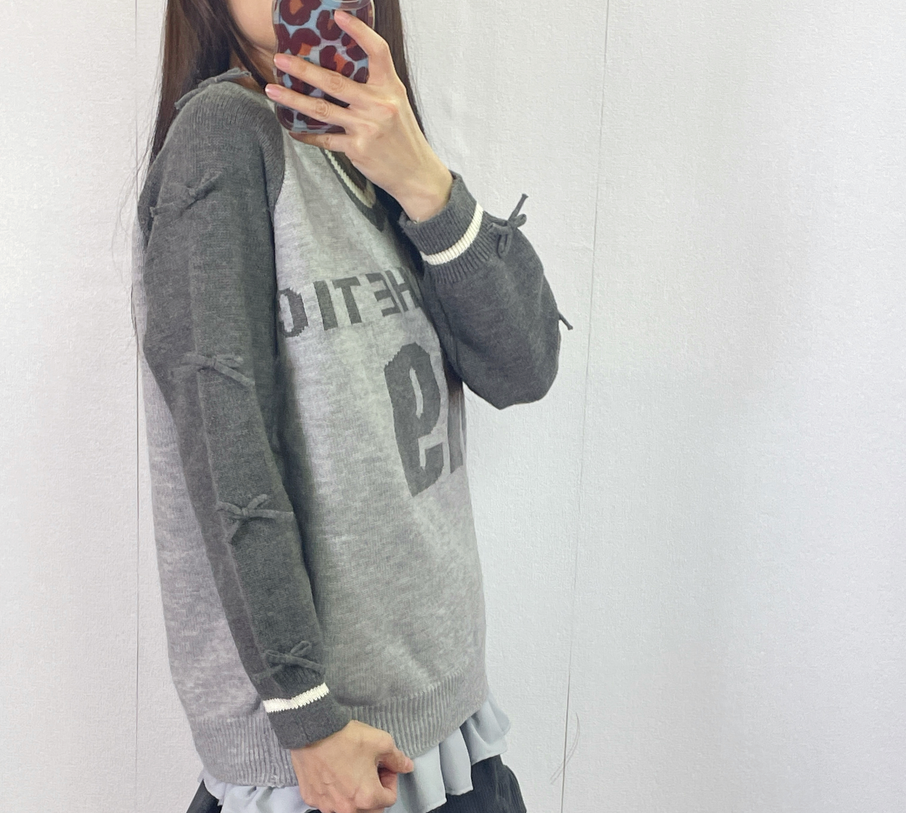 K5537 拼色牛角袖針織top