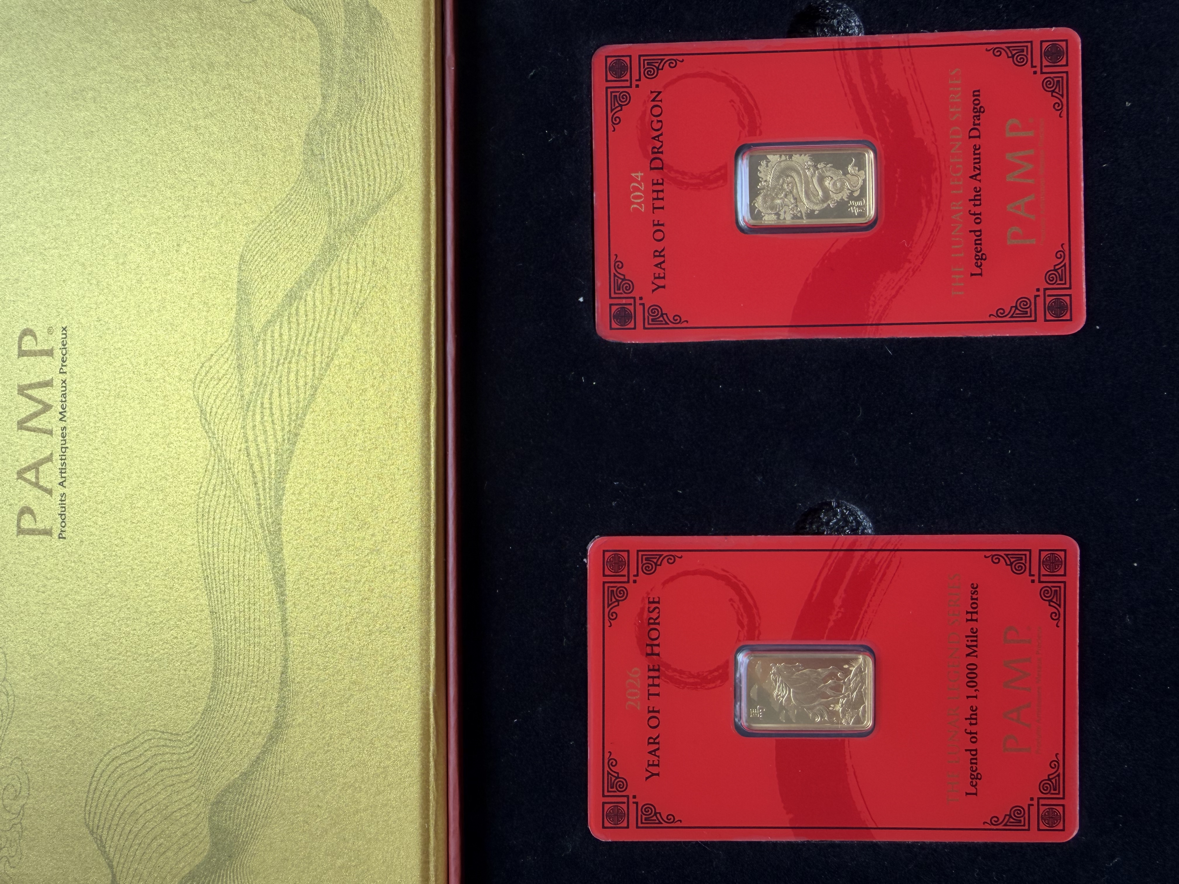 PAMP Lunar Dragon 5g + Horse 5g🇨🇭Swiss Fine Gold Bar Emas 999.9  龙马精神