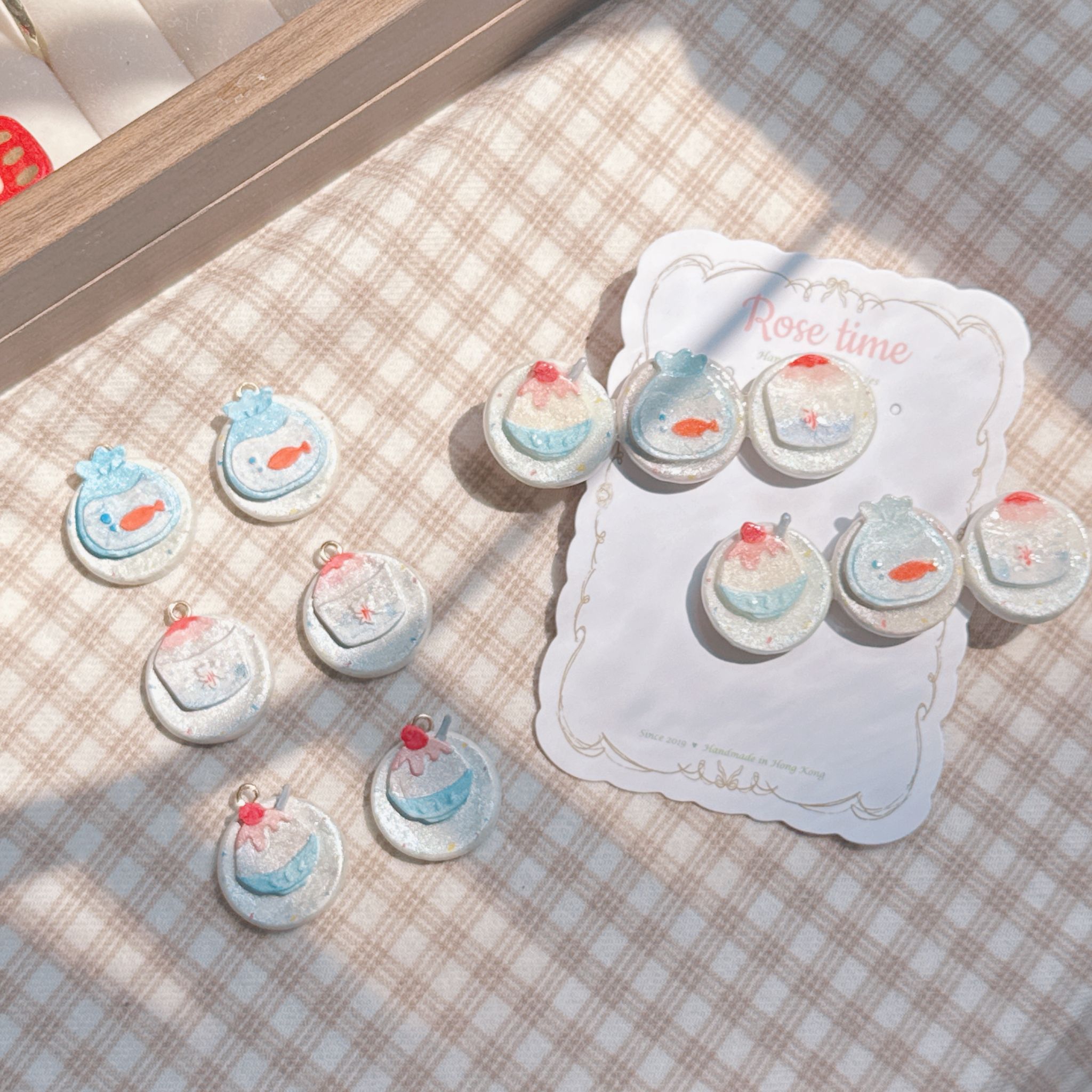 手繪 和風夏日祭刨冰🍧金魚缸髮夾