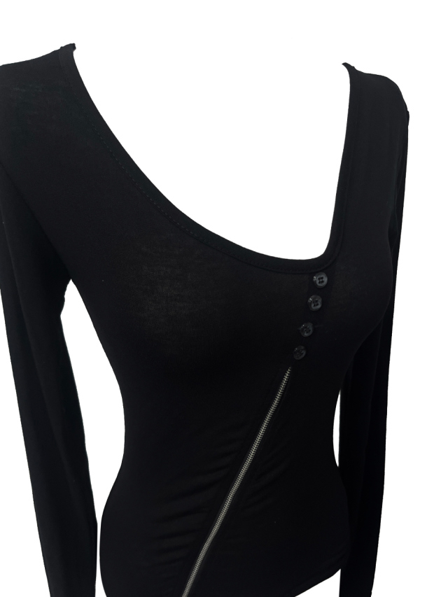 Asymmetric Zip Fitted Top