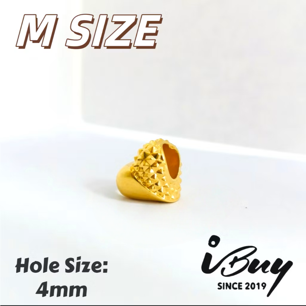 916 HARD GOLD HALF-DIAMOND HEART PATTERN CHARM BAED 916 硬金半菱纹爱心串咀
