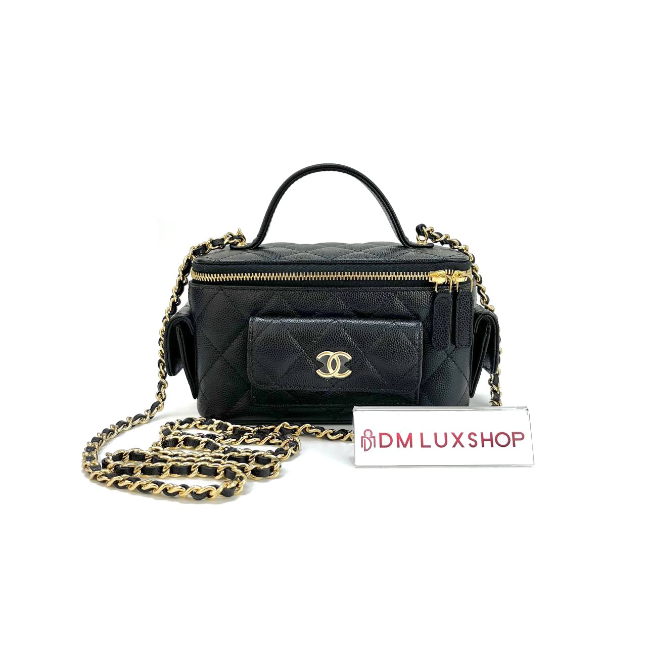 Chanel 25P Black Caviar Vanity Case GHW (Microchip)