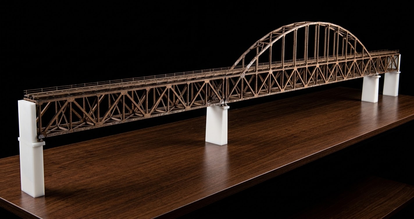 成昆線 "金山" 迎水河鐵路大橋 1:160 N規銅制中國鐵路橋系列第二款