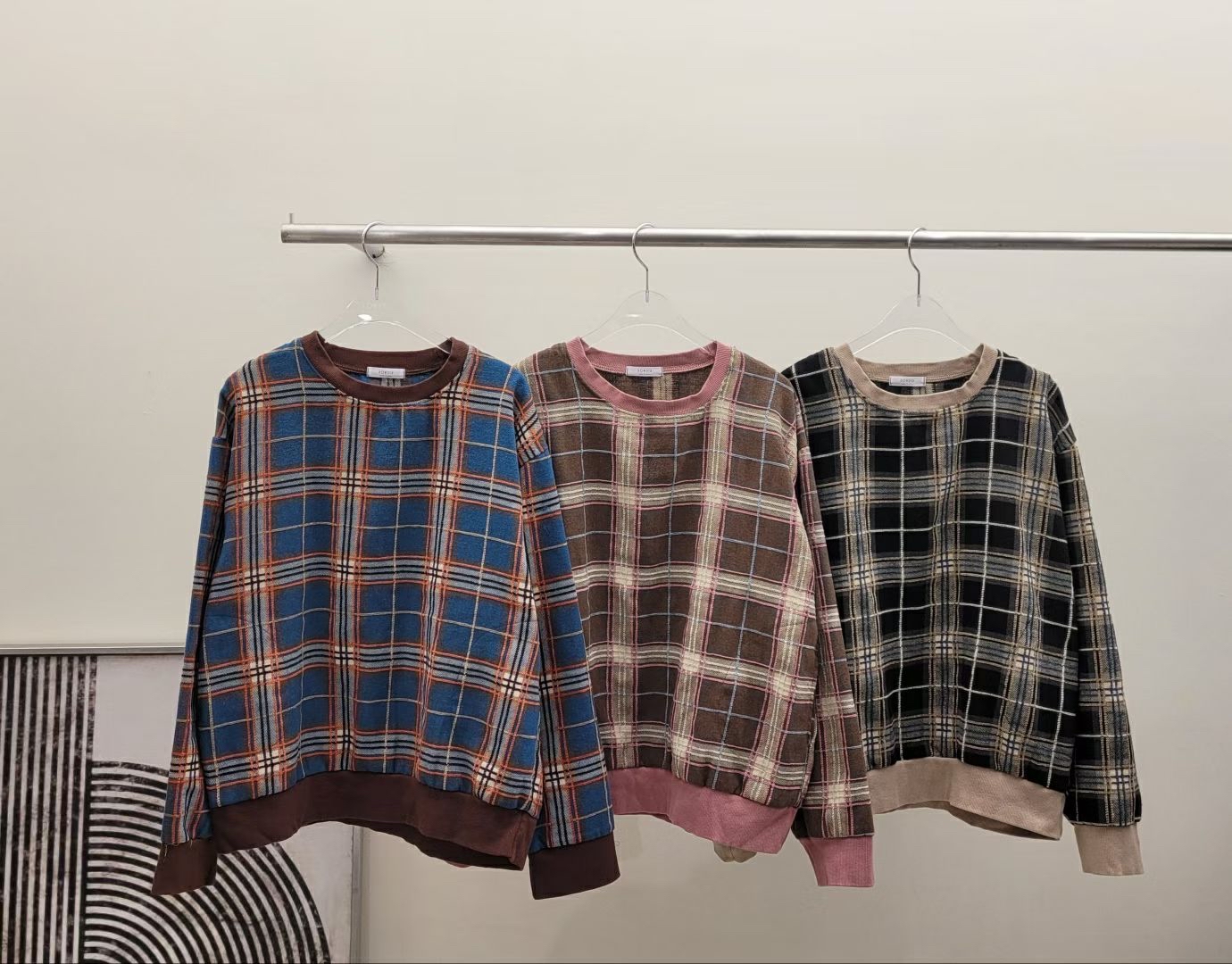 PW YE 立體絲絨車線格仔top