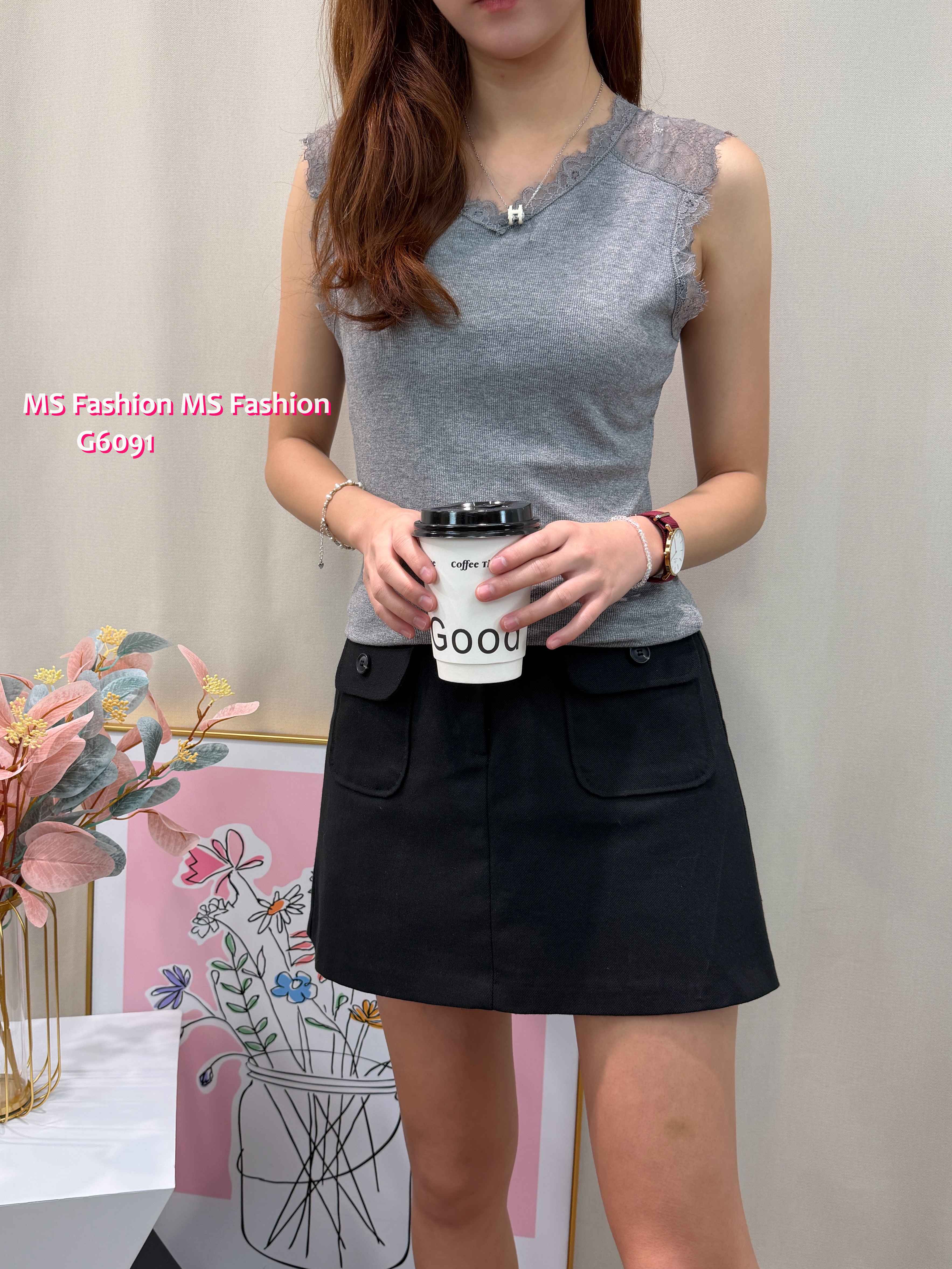 G6091 韓國🇰🇷V領lace背心