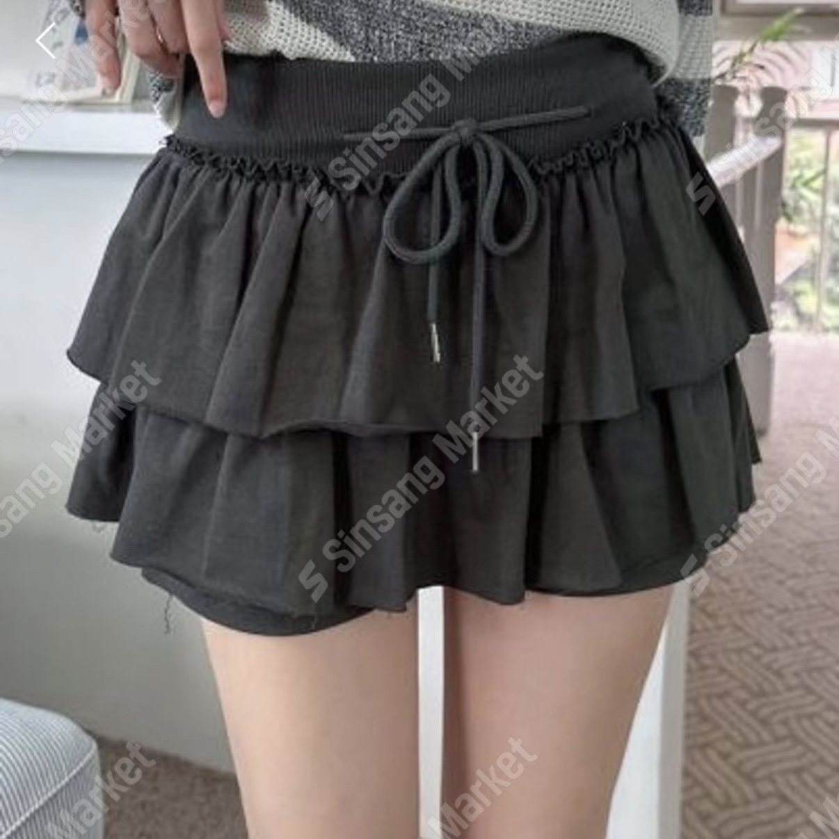 韓國兩層綁帶蛋糕裙（連打底褲）