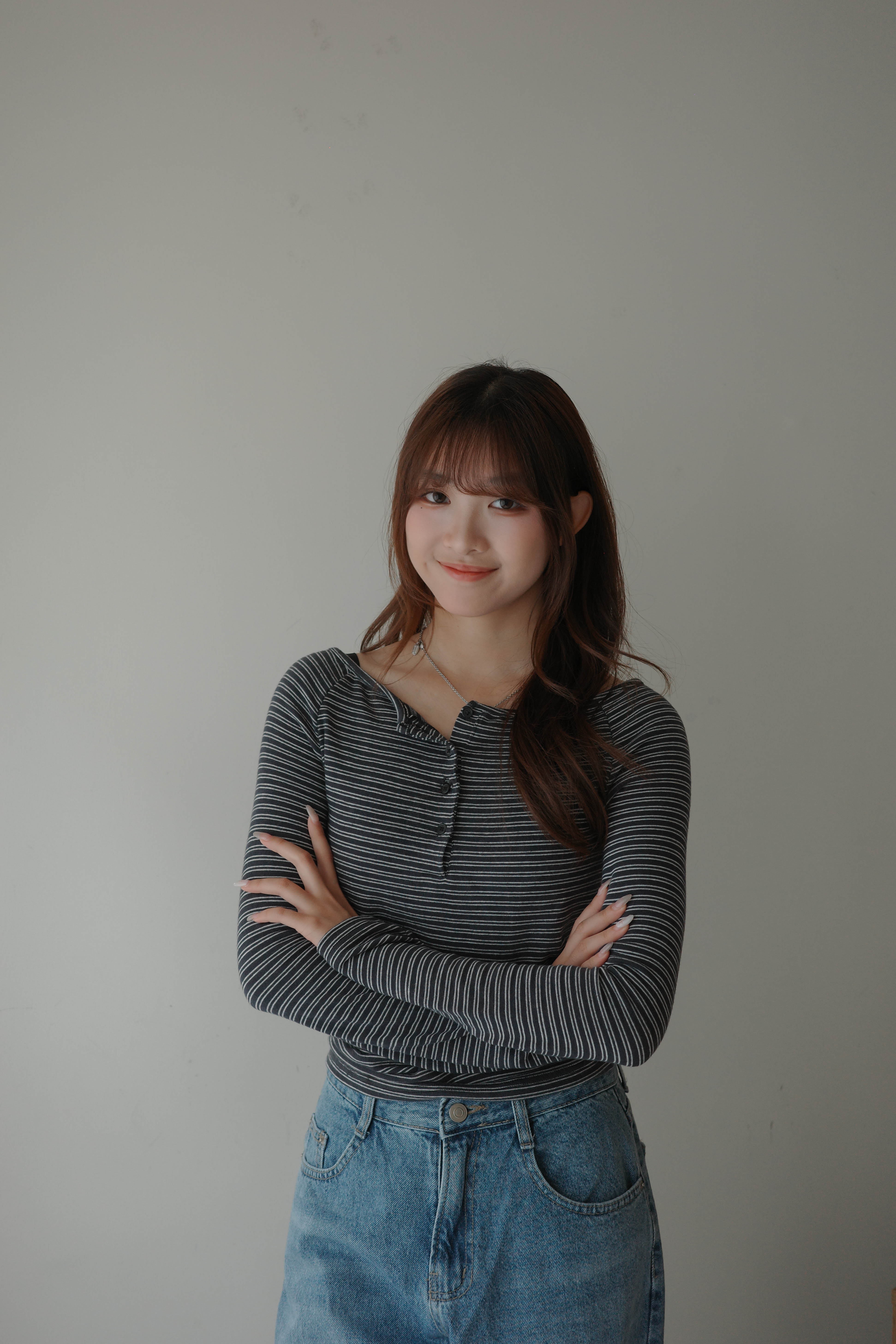 極Slim！船領幼間半排鈕修身上衣 (三色)
