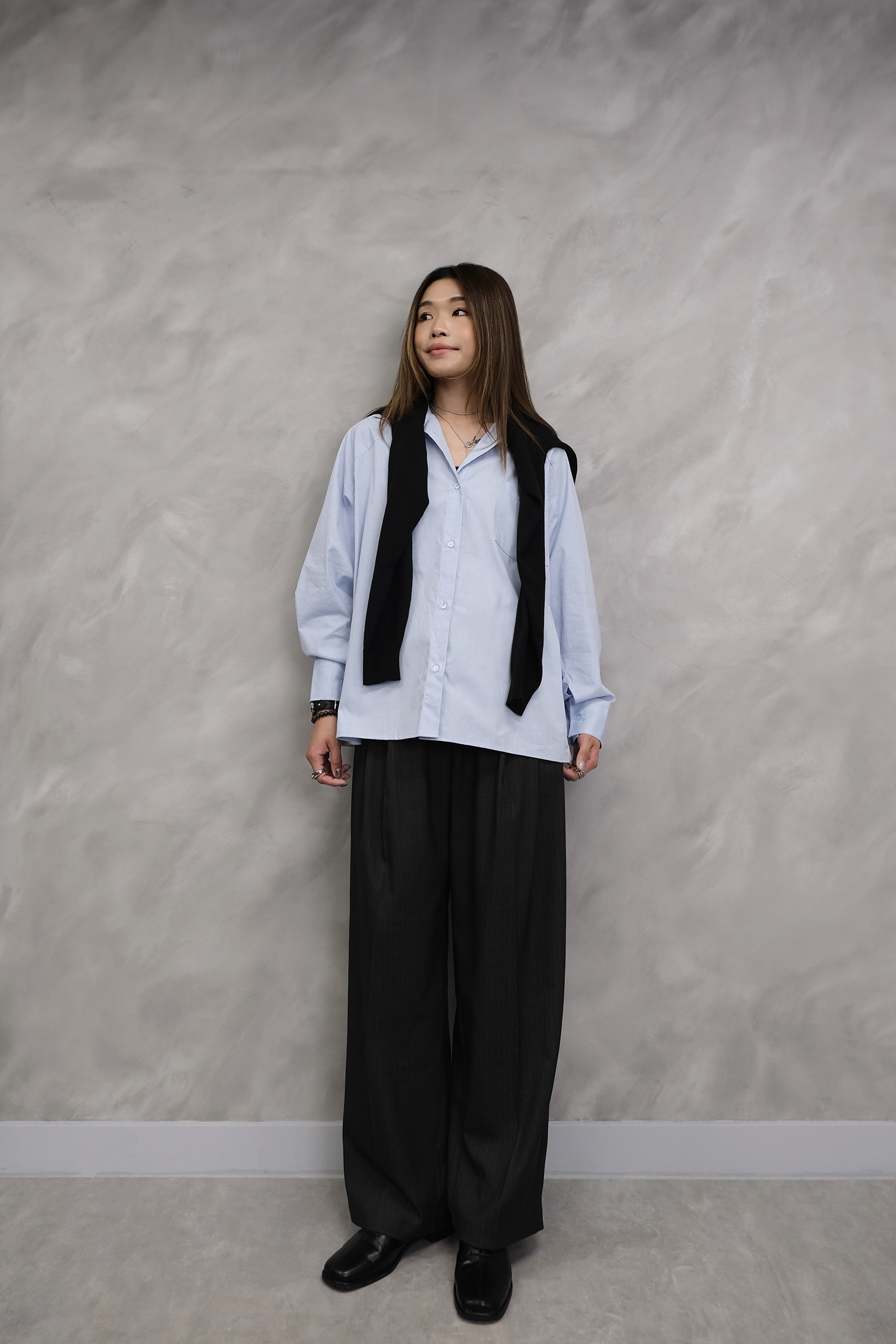 Drawstring Pleated Wide Trousers #pt84