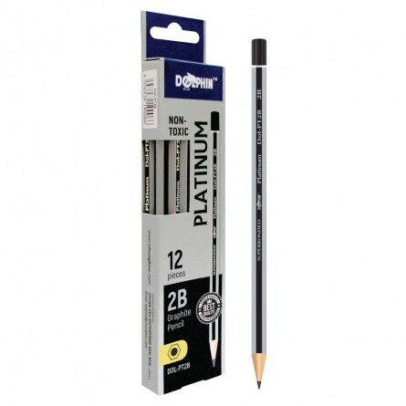 Dolphin 2B Pencil Platinum Value Pack (PT2B14) – 14 Pcs Non-Toxic School & Office Pencils