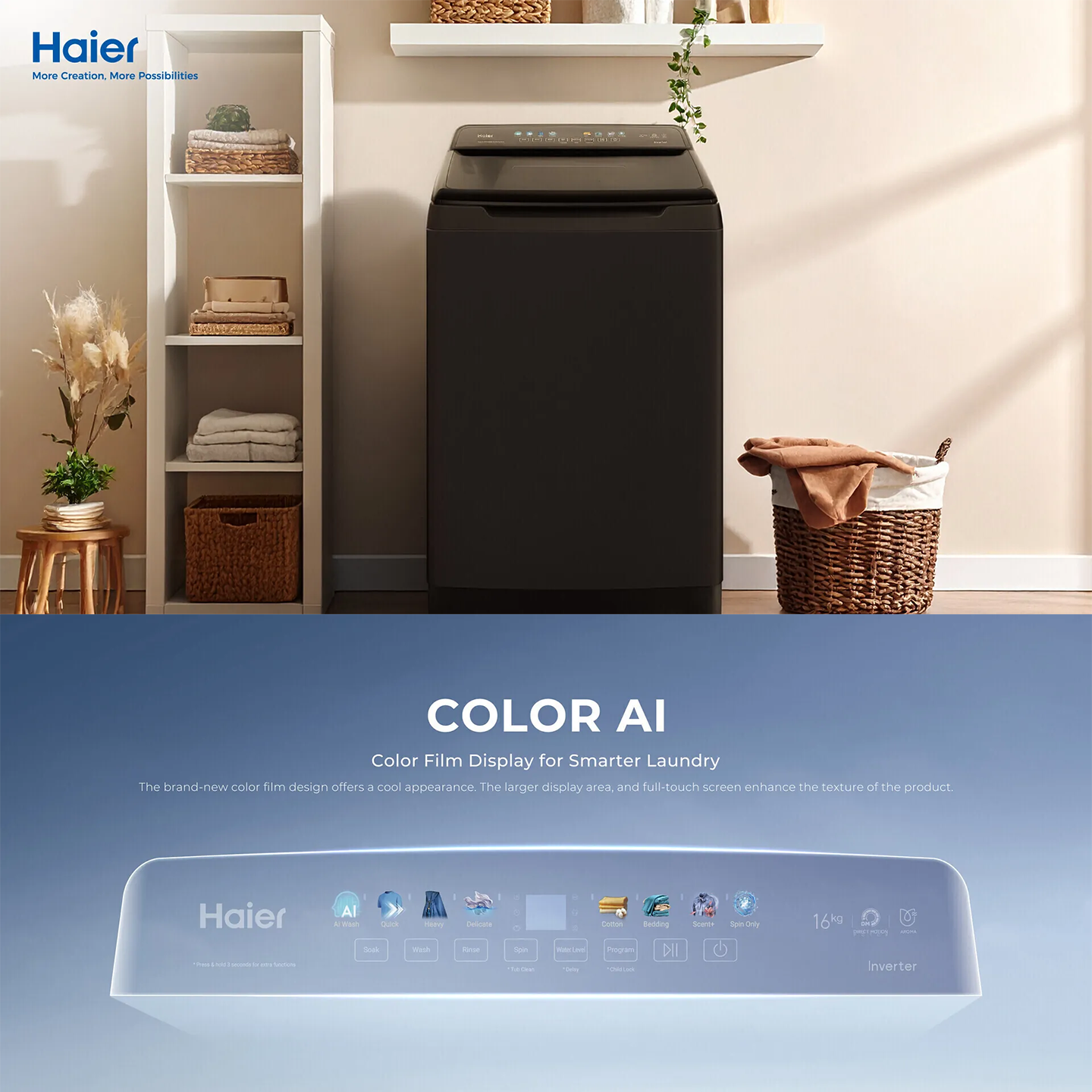 Haier 18kg Inverter Top Load Washer (HWM180-B2158B)