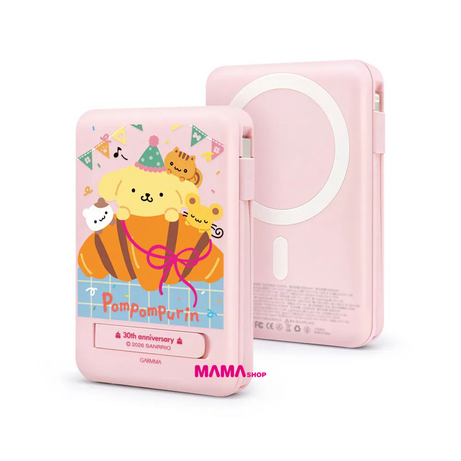台灣直送Sanrio 布甸狗 30 週年限定10000mAh磁吸帶線五合一行動電源