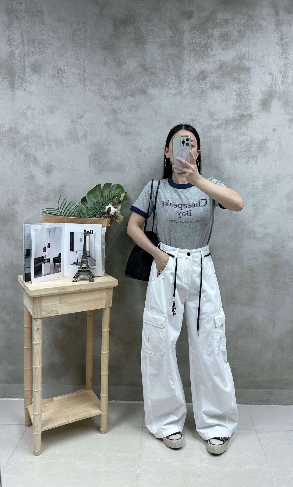 T13 撞色領英文字Tee