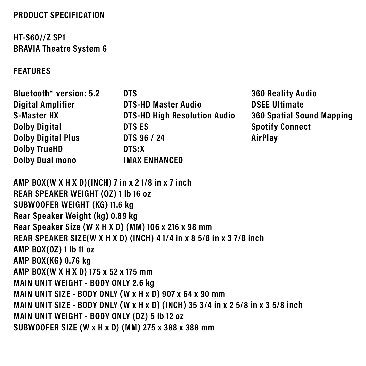 Sony Soundbar Dolby Atmos (HT-S60)