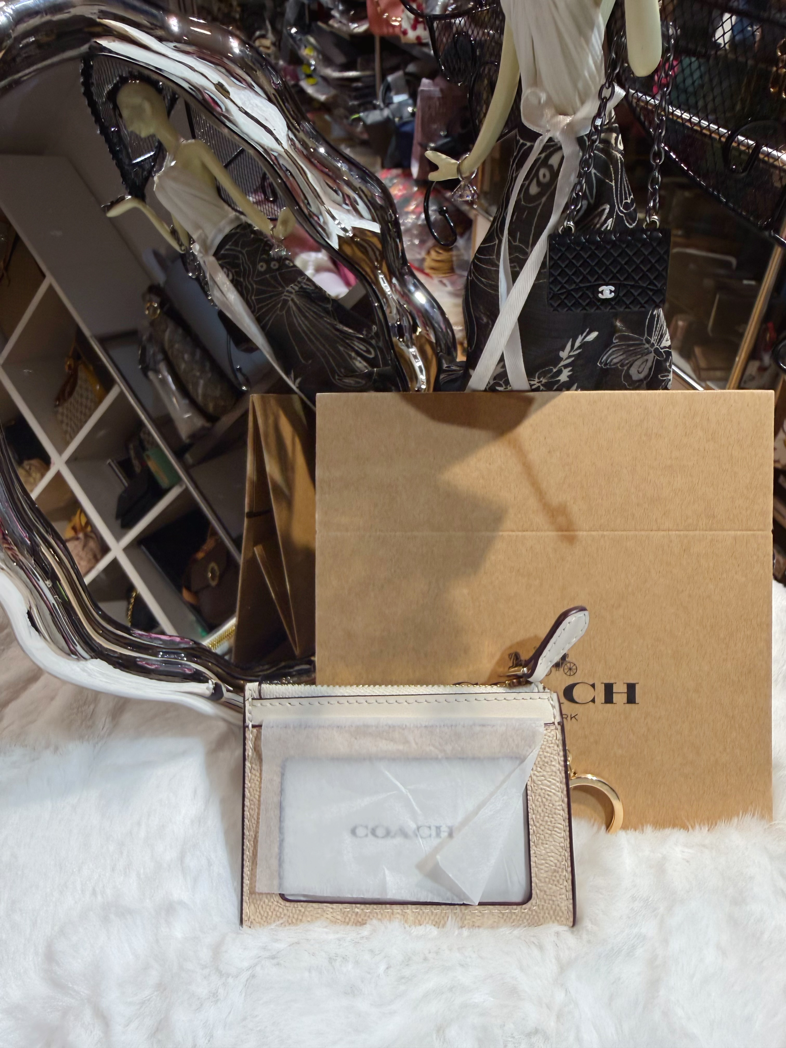 Coach card coin case white/m