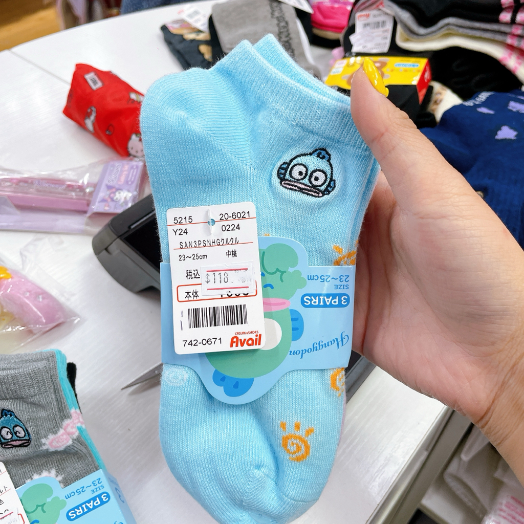 日本直送Sanrio 水怪一set三對短襪長襪 23-25cm