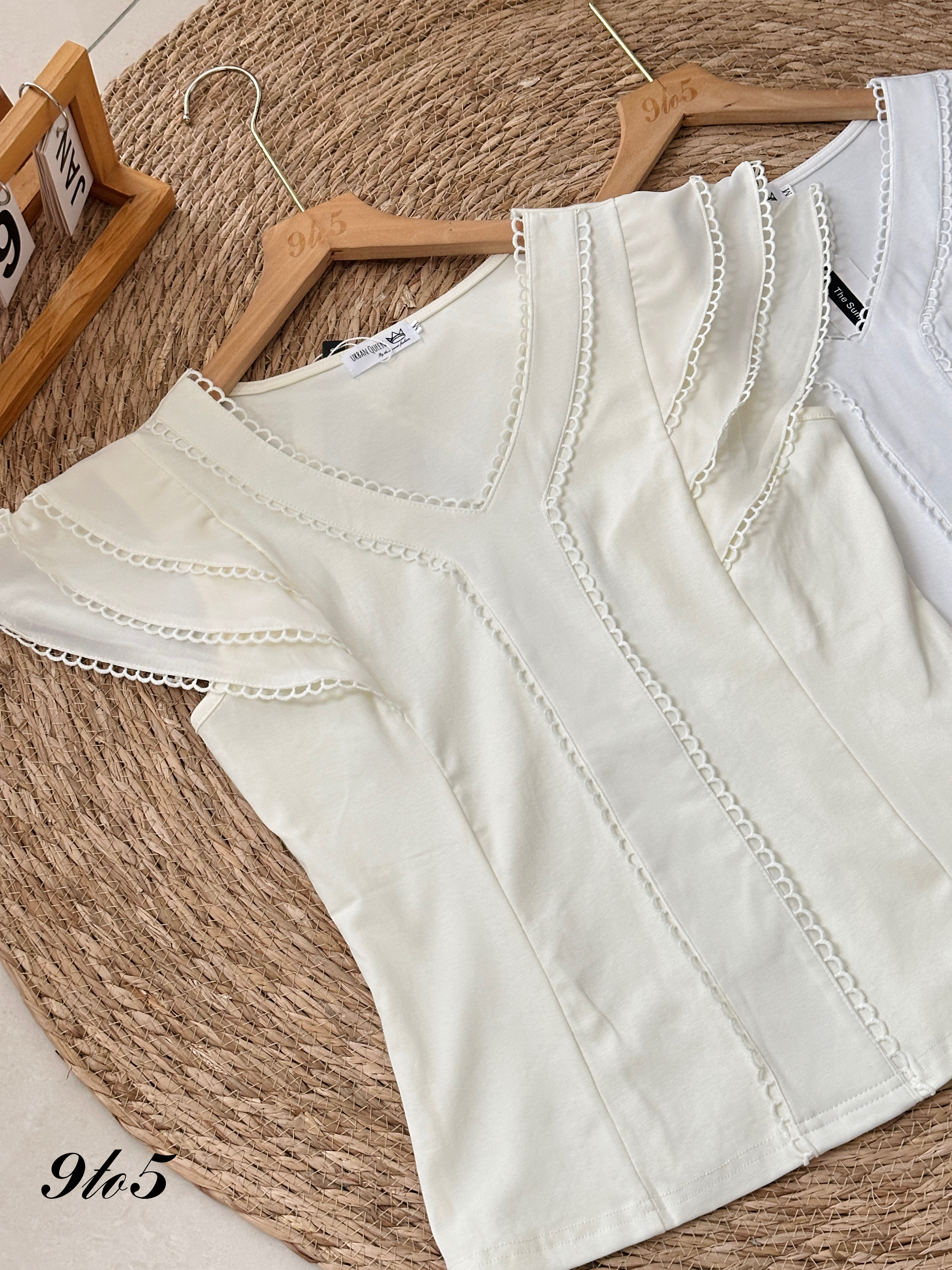 T3915 V Neck Cape Sleeve Top - 3 Colors