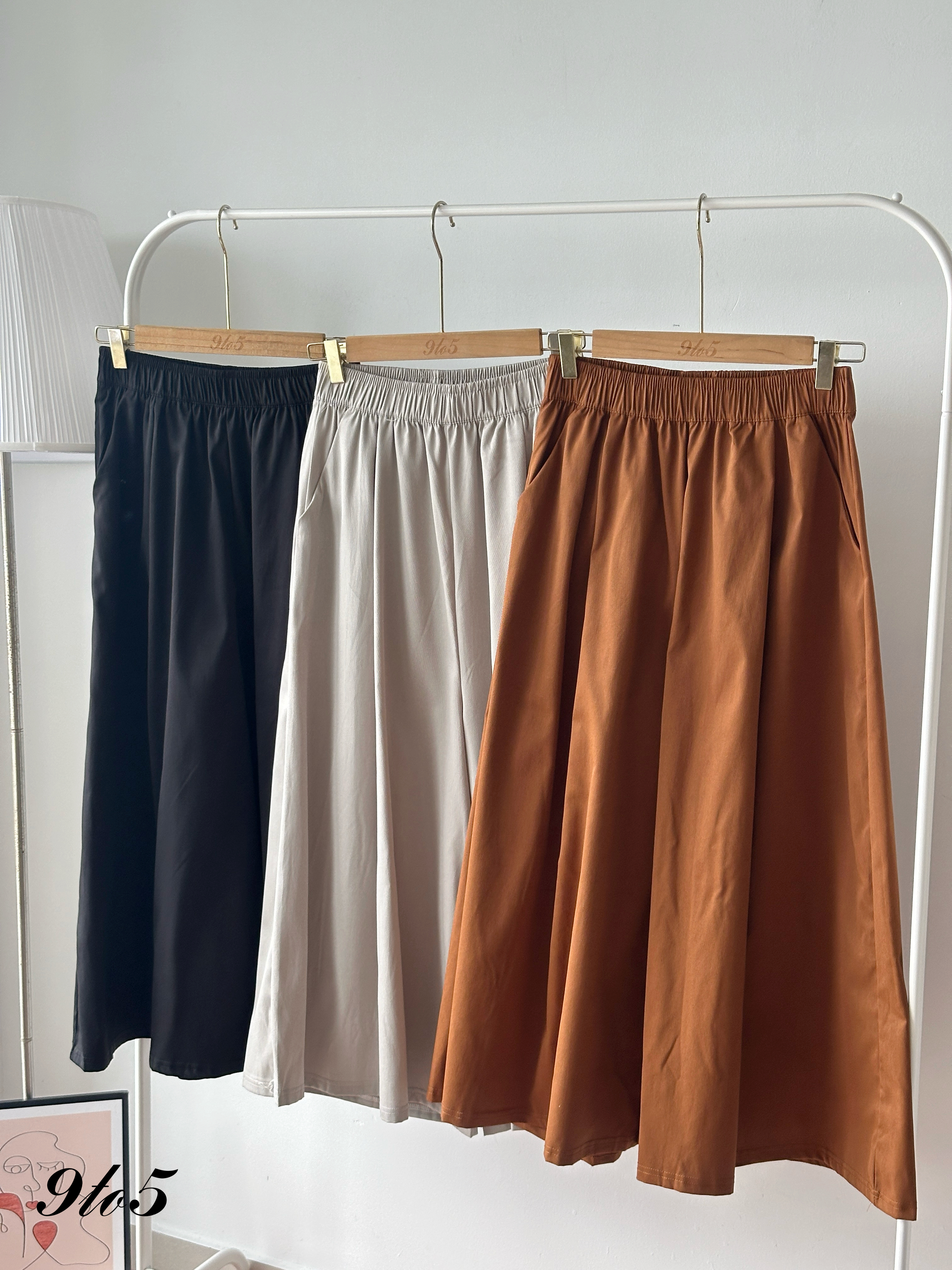 S1936 Wide Leg Long Pants - 3 Colors 
