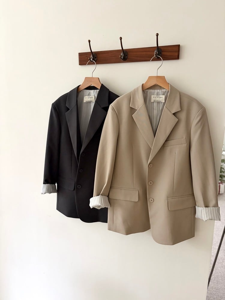 Margot Blazer with Striped Cuffs (Charcoal)