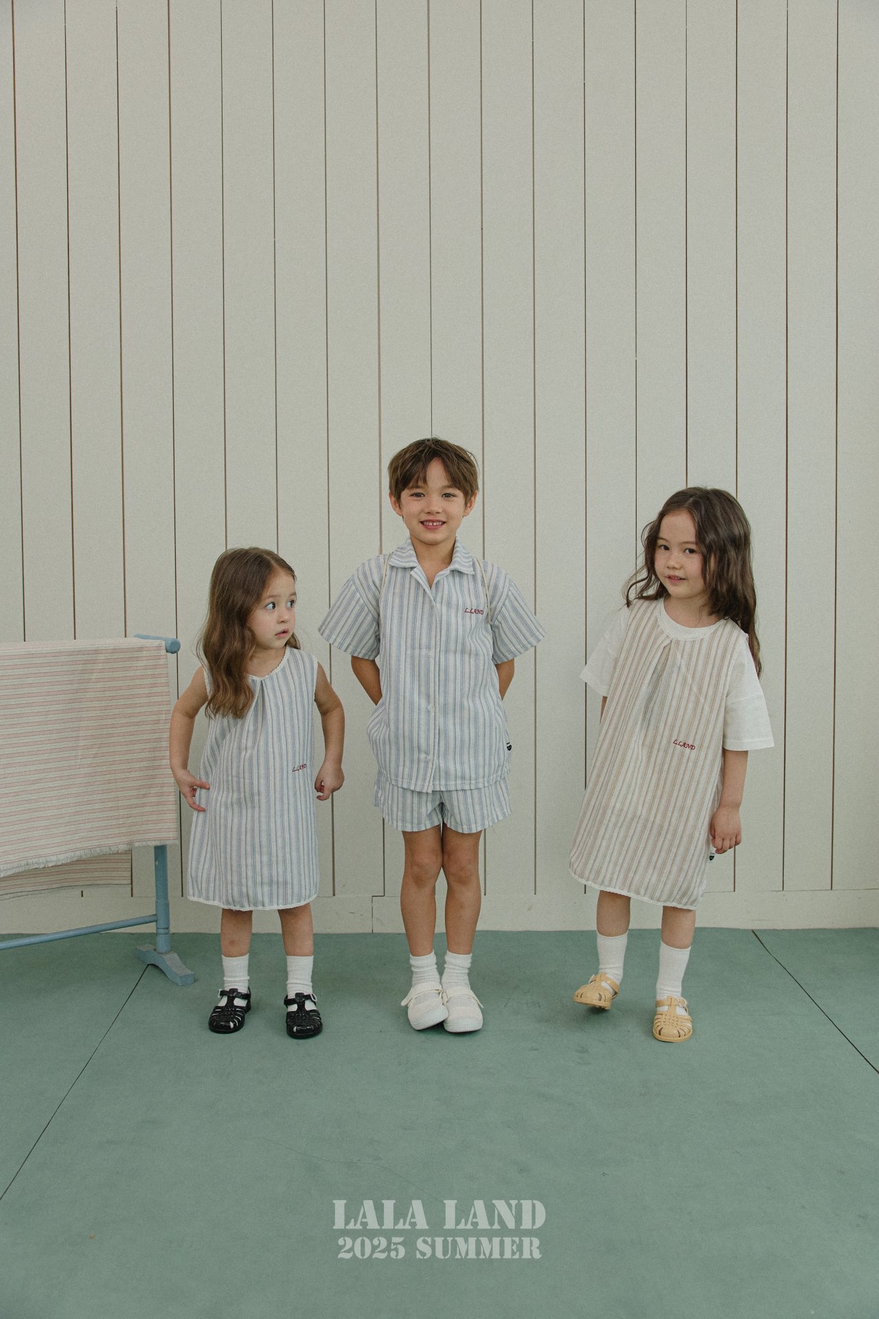 Lalaland | stripe ops with mom pants(Blue M95-105/Adult)
