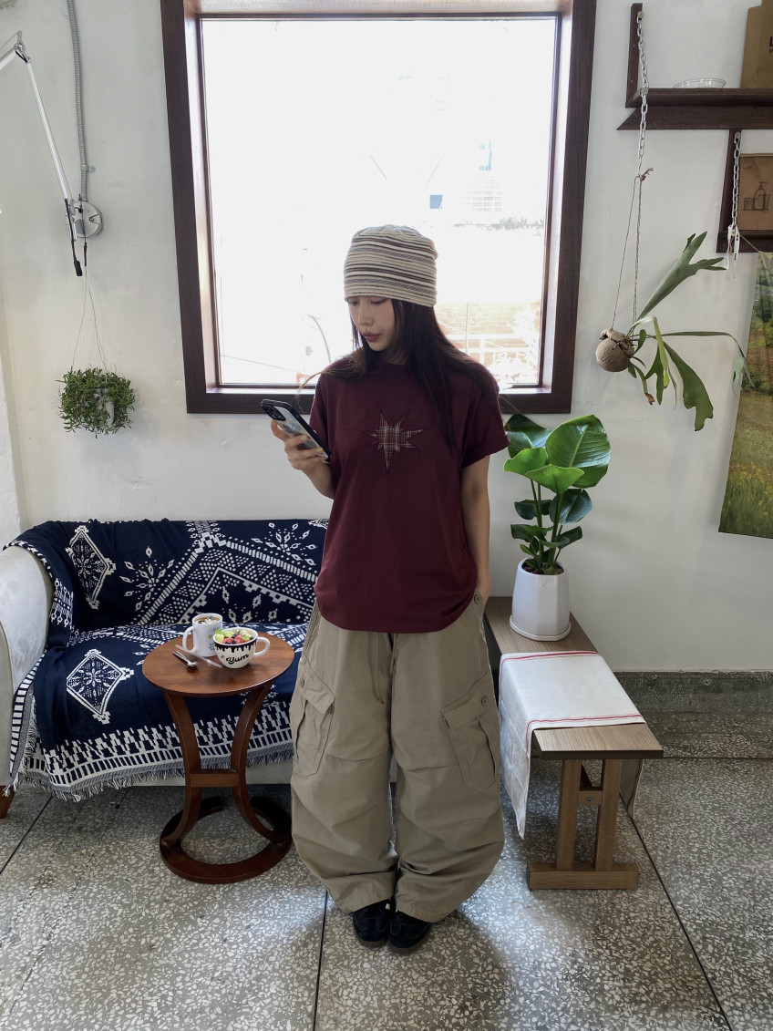 Plaid Star Patchwork Oversized Tee