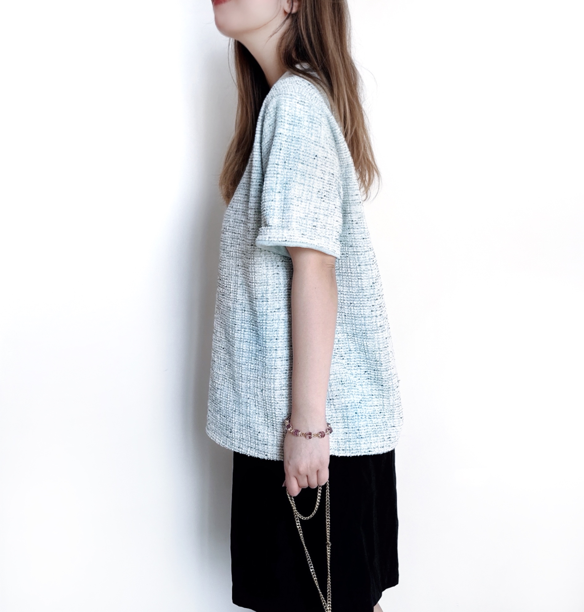 小香風tweet 料Top - 水藍