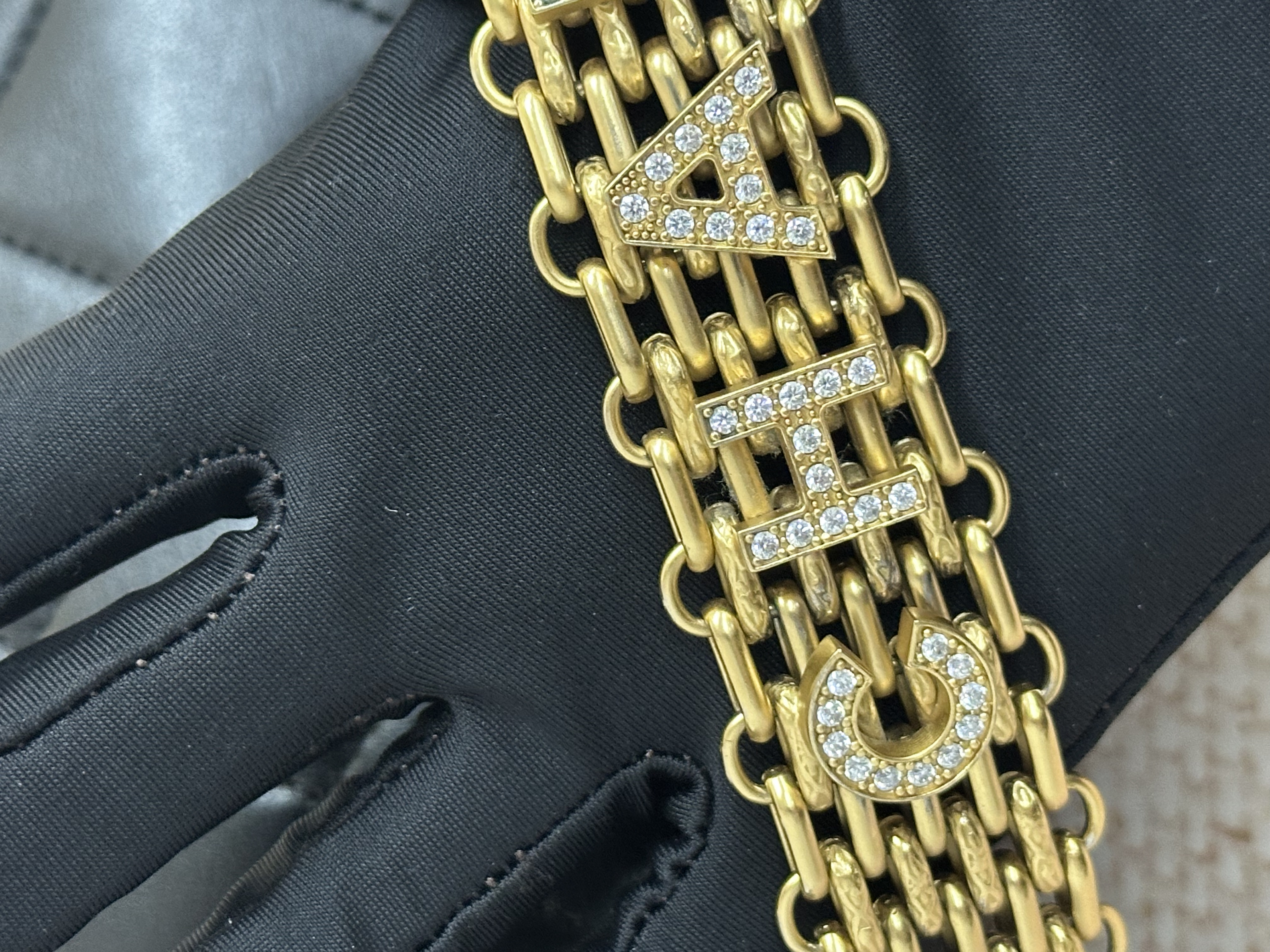 Pre-owned Chanel Crystal Logo Letters Chain Handle Flap Bag/ Product Code: 26041613