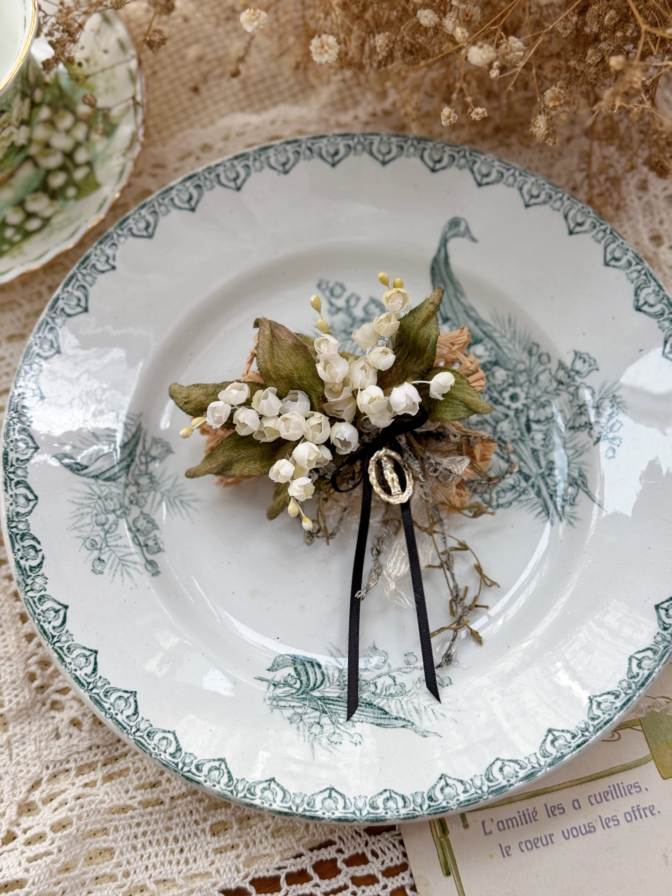 初夏花園 - 鈴蘭髪夾+胸針