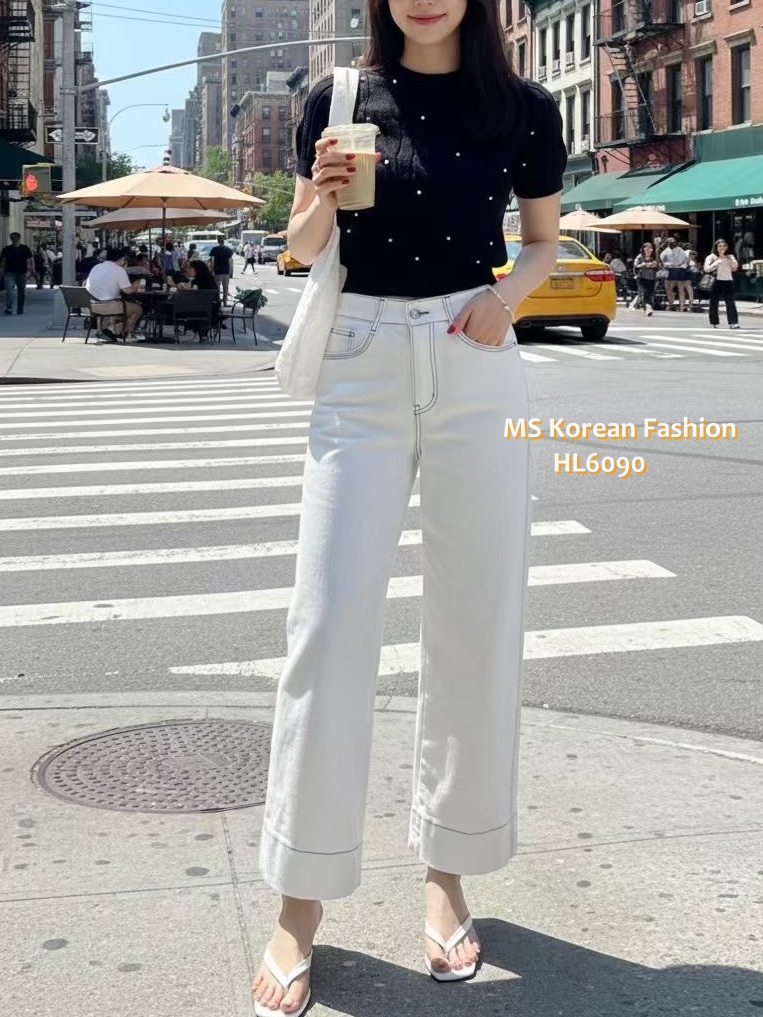 HL6090 韓國🌼Howluk春版九分闊筒褲