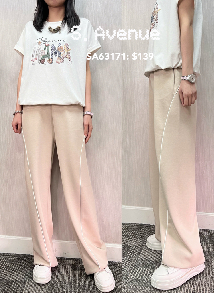 SA63171: 橡筋腰前撞色邊骨小彎刀褲