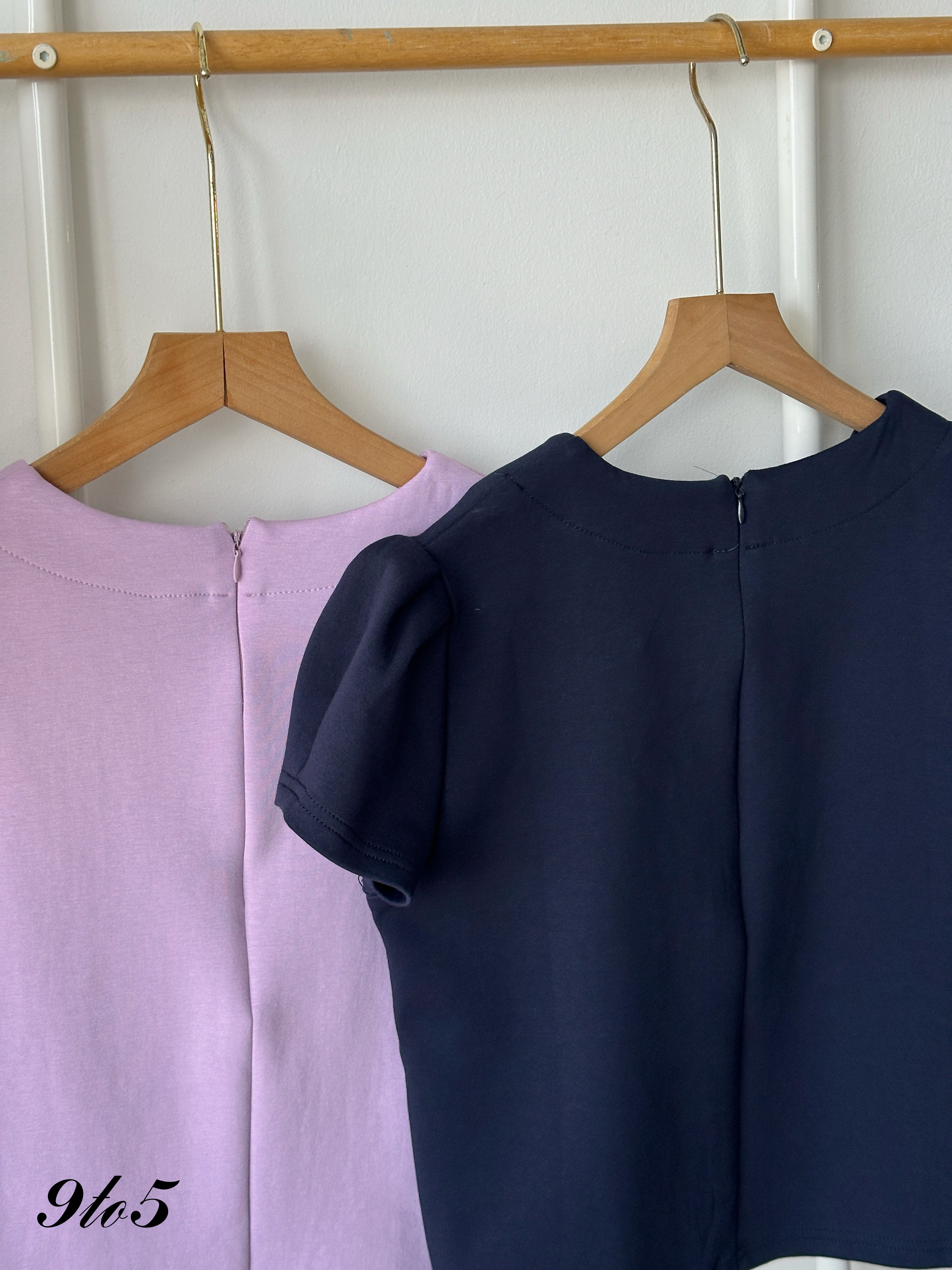 T4337 Puff Sleeve Round Neck Top - 3 Colors 