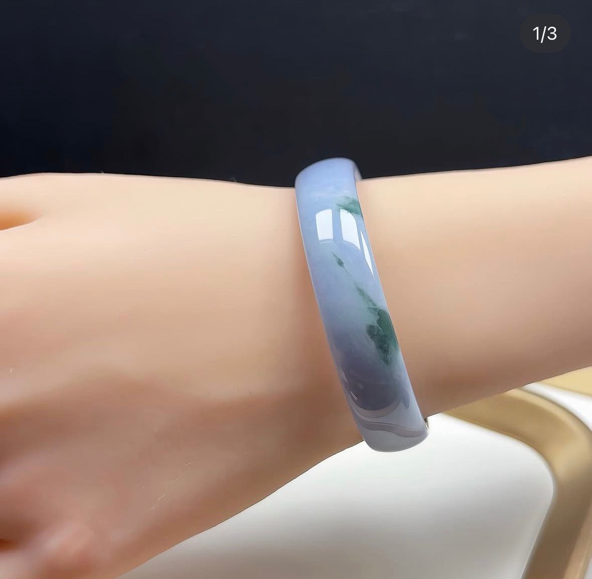 51.8mm 濃紫飄綠花翡翠BB鐲