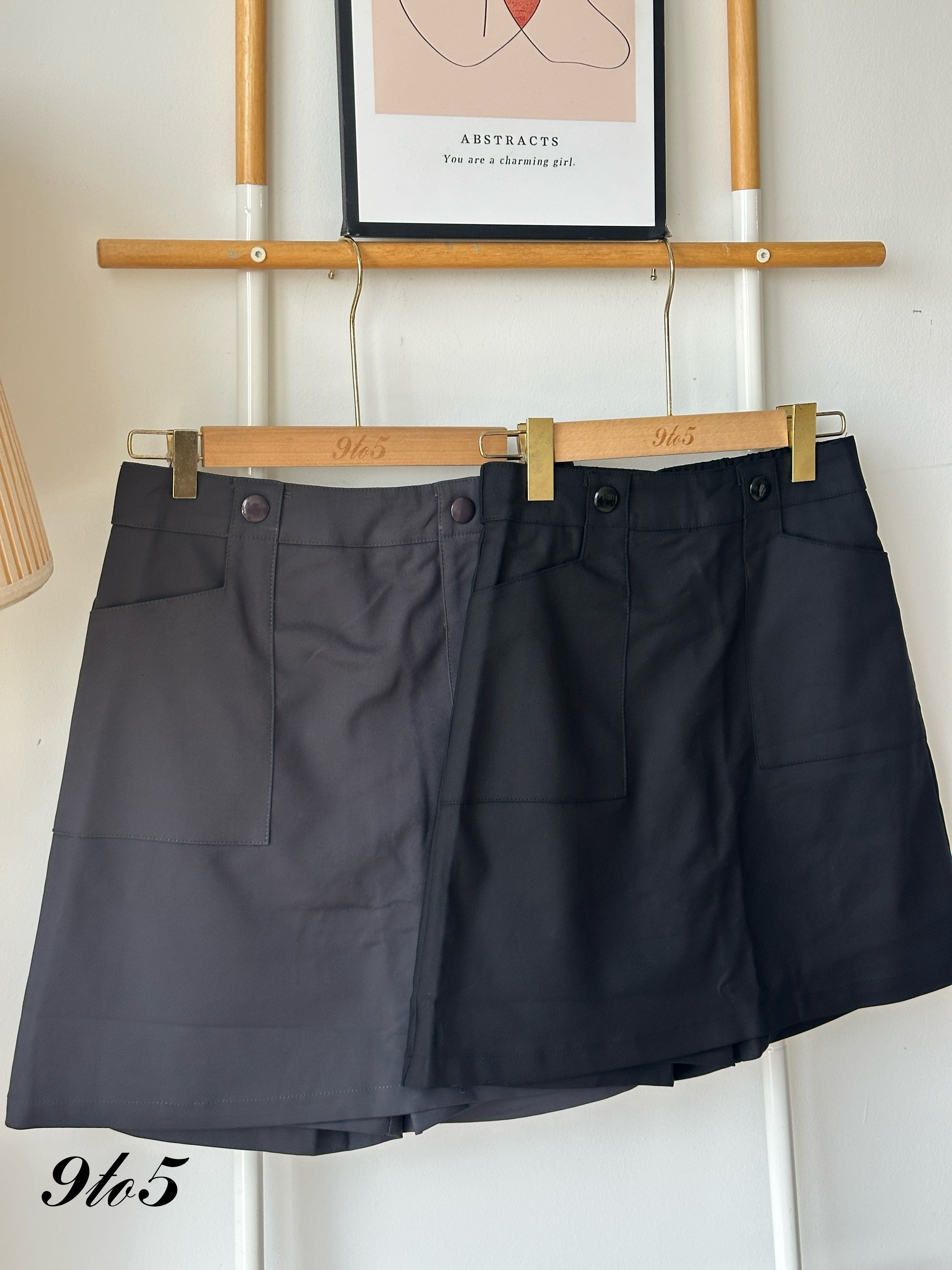 S1852 A Line Skort - Black & Grey