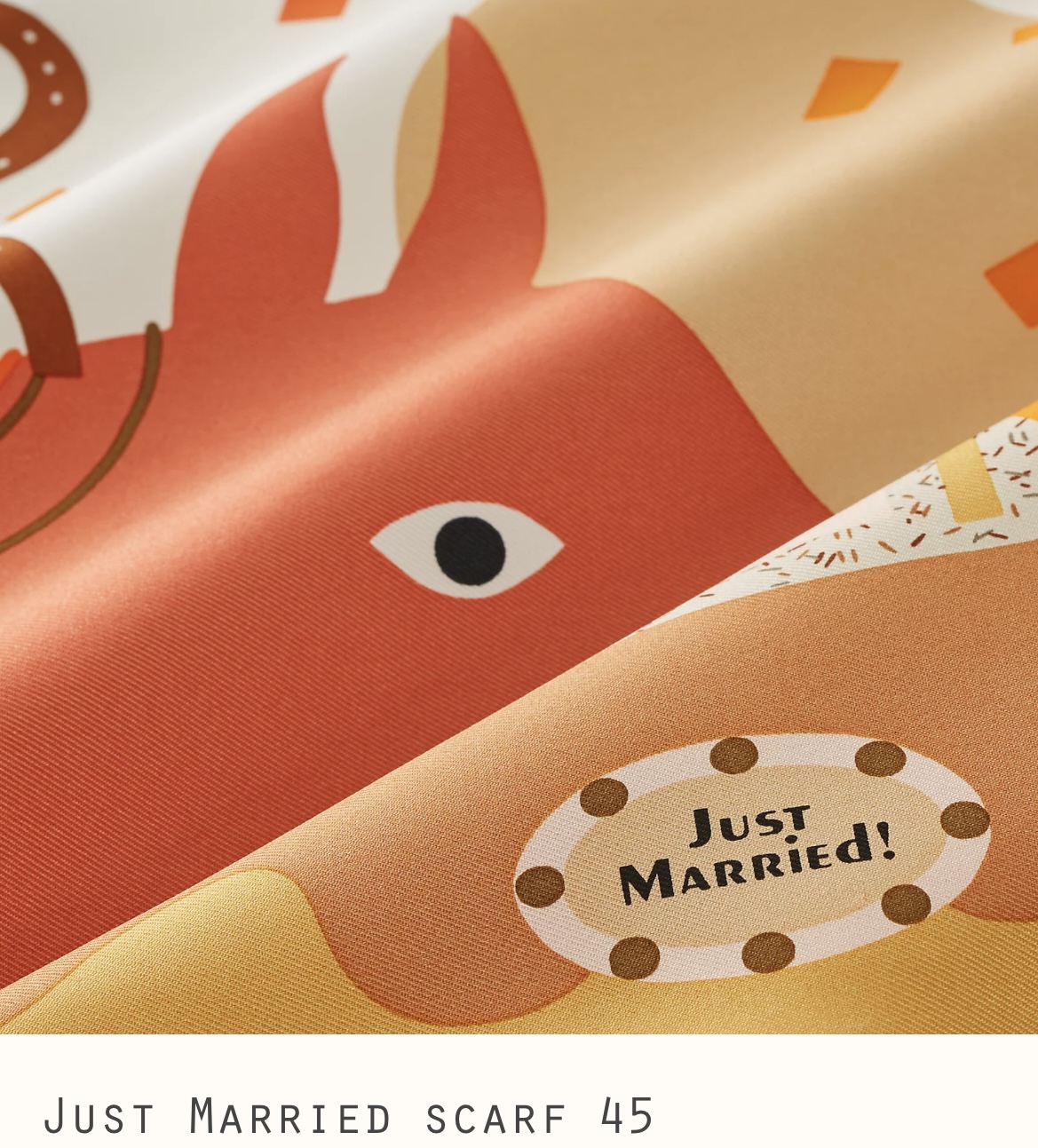 🧧 Hermès 45cm 100%絲Just Married圖案絲巾